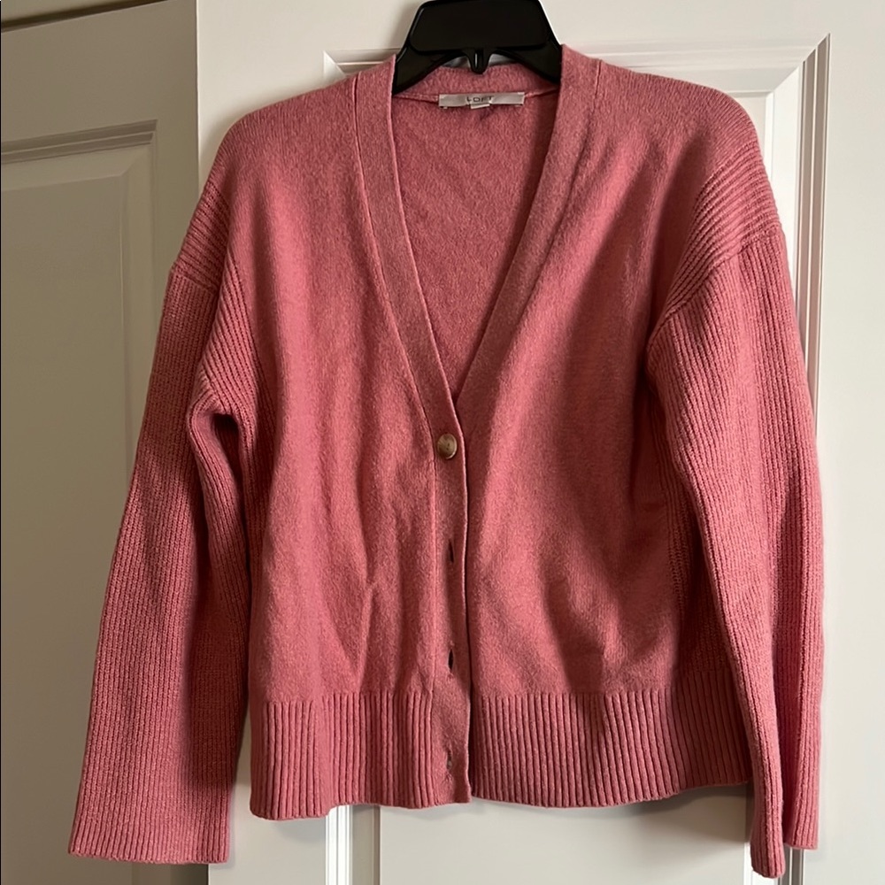 LOFT Women's Pink Cardigan Sweater